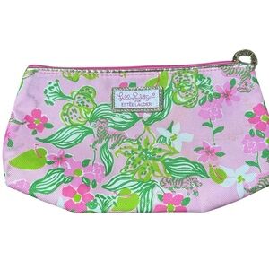 Lilly Pulitzer x Estée Lauder cosmetic bag vibrant floral tiger makeup